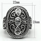 3W252 - Rhodium Brass Ring with AAA Grade CZ  in Clear