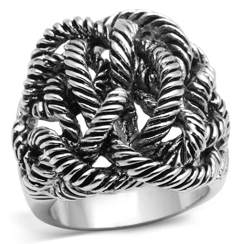 3W257 - Rhodium Brass Ring with No Stone - Alamode - Flyclothing LLC