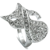 3W260 - Rhodium Brass Ring with Top Grade Crystal in Clear - Alamode - Flyclothing LLC