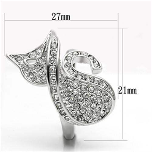 3W260 - Rhodium Brass Ring with Top Grade Crystal in Clear - Alamode - Flyclothing LLC