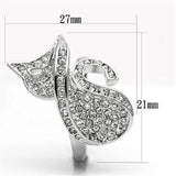 3W260 - Rhodium Brass Ring with Top Grade Crystal in Clear - Alamode - Flyclothing LLC