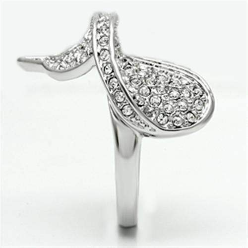 3W260 - Rhodium Brass Ring with Top Grade Crystal in Clear - Alamode - Flyclothing LLC