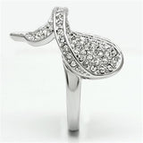 3W260 - Rhodium Brass Ring with Top Grade Crystal  in Clear