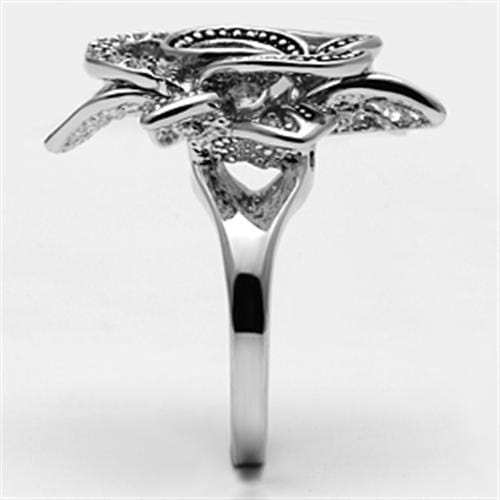 3W261 - Rhodium Brass Ring with AAA Grade CZ in Clear - Alamode - Flyclothing LLC