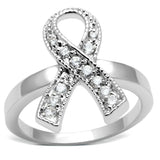 3W263 - Rhodium Brass Ring with AAA Grade CZ  in Clear
