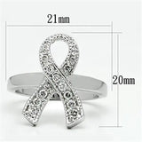 3W263 - Rhodium Brass Ring with AAA Grade CZ in Clear - Alamode - Flyclothing LLC