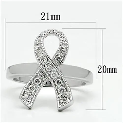 3W263 - Rhodium Brass Ring with AAA Grade CZ in Clear - Alamode - Flyclothing LLC
