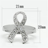 3W263 - Rhodium Brass Ring with AAA Grade CZ  in Clear - Alamode