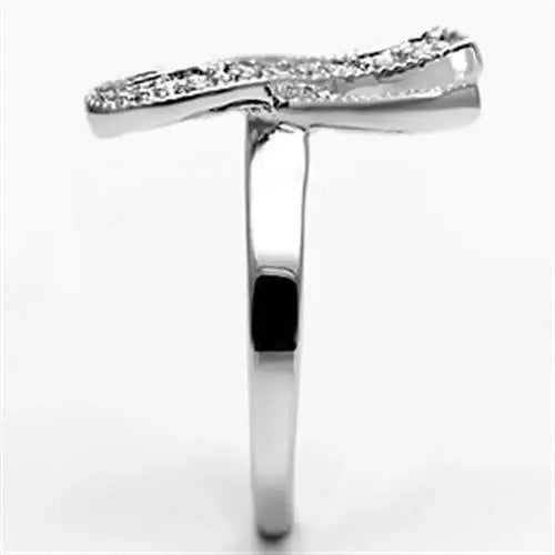 3W263 - Rhodium Brass Ring with AAA Grade CZ in Clear - Alamode - Flyclothing LLC