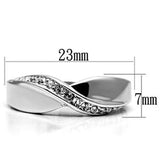 3W264 - Rhodium Brass Ring with Top Grade Crystal  in Clear - Alamode