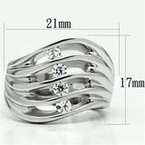 3W265 - Rhodium Brass Ring with AAA Grade CZ in Clear - Alamode - Flyclothing LLC