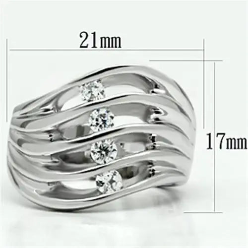 3W265 - Rhodium Brass Ring with AAA Grade CZ in Clear - Alamode - Flyclothing LLC