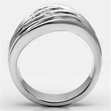 3W265 - Rhodium Brass Ring with AAA Grade CZ  in Clear - Alamode