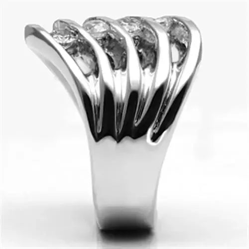 3W265 - Rhodium Brass Ring with AAA Grade CZ in Clear - Alamode - Flyclothing LLC