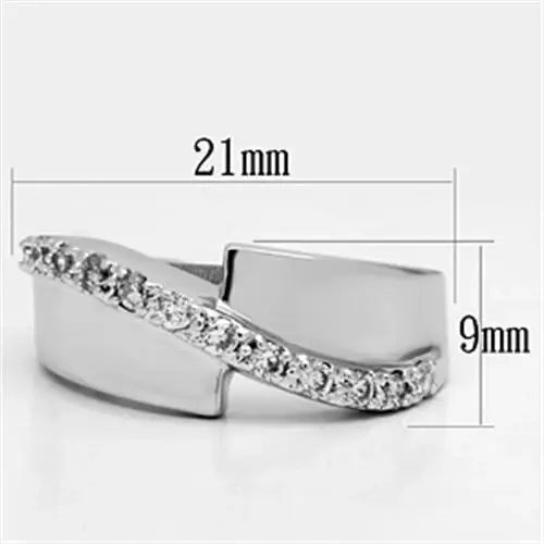3W267 - Rhodium Brass Ring with AAA Grade CZ in Clear - Alamode - Flyclothing LLC