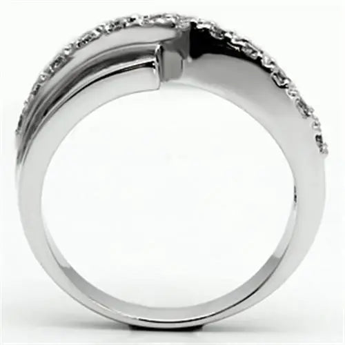 3W267 - Rhodium Brass Ring with AAA Grade CZ in Clear - Alamode - Flyclothing LLC