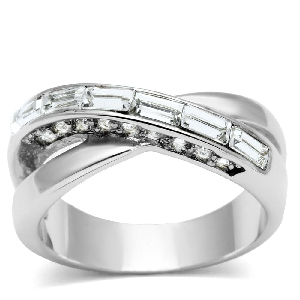 3W269 - Rhodium Brass Ring with Top Grade Crystal  in Clear - Alamode
