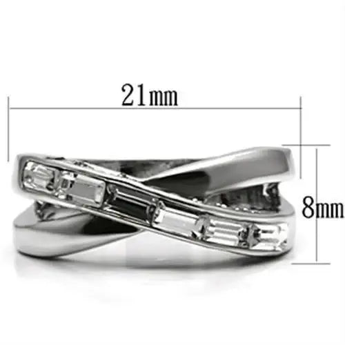 3W269 - Rhodium Brass Ring with Top Grade Crystal in Clear - Alamode - Flyclothing LLC