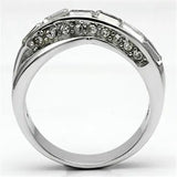 3W269 - Rhodium Brass Ring with Top Grade Crystal in Clear - Alamode - Flyclothing LLC