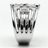 3W271 - Rhodium Brass Ring with AAA Grade CZ  in Clear - Alamode