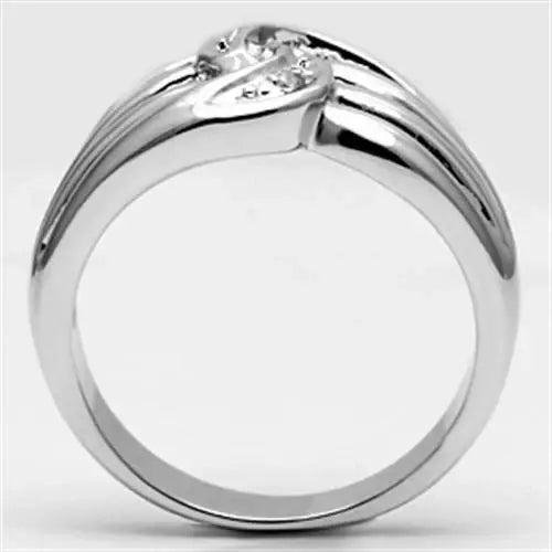 3W272 - Rhodium Brass Ring with AAA Grade CZ in Clear - Alamode - Flyclothing LLC