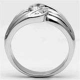 3W272 - Rhodium Brass Ring with AAA Grade CZ in Clear - Alamode - Flyclothing LLC