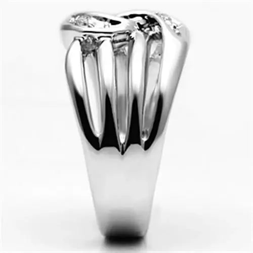 3W272 - Rhodium Brass Ring with AAA Grade CZ in Clear - Alamode - Flyclothing LLC