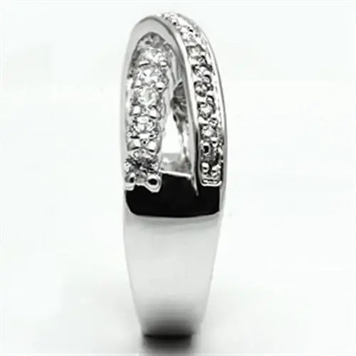 3W274 - Rhodium Brass Ring with AAA Grade CZ in Clear - Alamode - Flyclothing LLC