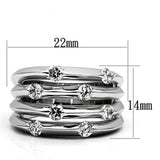 3W275 - Rhodium Brass Ring with AAA Grade CZ  in Clear - Alamode