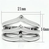 3W276 - Rhodium Brass Ring with AAA Grade CZ  in Clear - Alamode