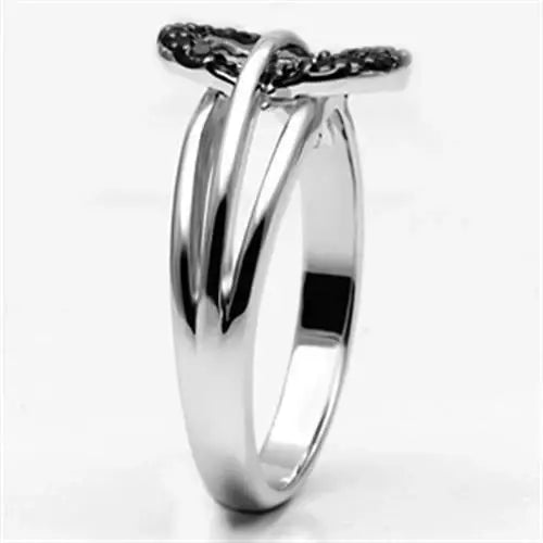3W277 - Rhodium + Ruthenium Brass Ring with AAA Grade CZ in Black Diamond - Alamode - Flyclothing LLC