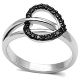 3W277 - Rhodium + Ruthenium Brass Ring with AAA Grade CZ in Black Diamond - Alamode - Flyclothing LLC