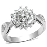 3W278 - Rhodium Brass Ring with AAA Grade CZ  in Clear - Alamode