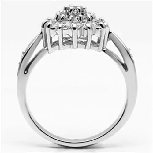 3W278 - Rhodium Brass Ring with AAA Grade CZ in Clear - Alamode - Flyclothing LLC