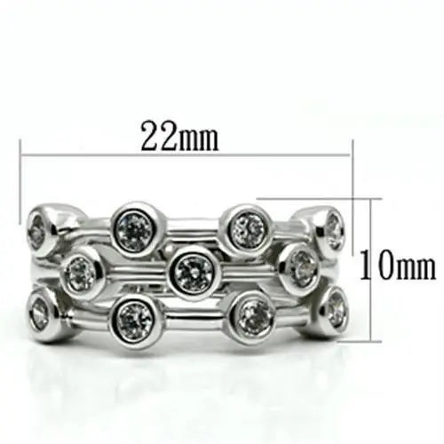 3W280 - Rhodium Brass Ring with AAA Grade CZ in Clear - Alamode - Flyclothing LLC