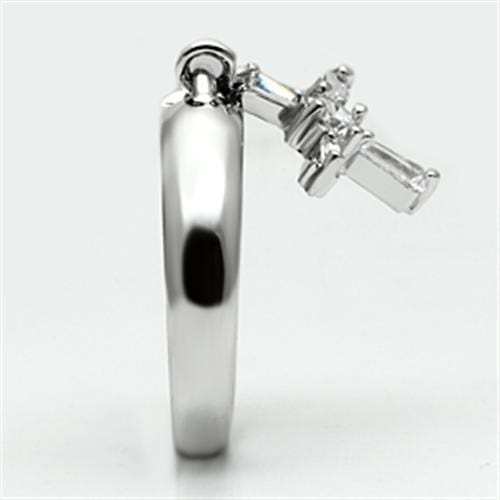 3W283 - Rhodium Brass Ring with AAA Grade CZ in Clear - Alamode - Flyclothing LLC