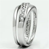 3W284 - Rhodium Brass Ring with AAA Grade CZ in Clear - Alamode - Flyclothing LLC