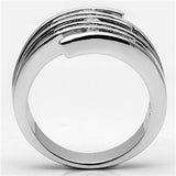 3W285 - Rhodium Brass Ring with AAA Grade CZ  in Clear - Alamode