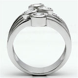 3W286 - Rhodium Brass Ring with AAA Grade CZ  in Clear - Alamode