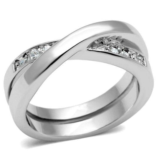 3W287 - Rhodium Brass Ring with AAA Grade CZ in Clear - Alamode - Flyclothing LLC