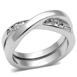 3W287 - Rhodium Brass Ring with AAA Grade CZ  in Clear - Alamode