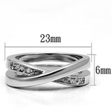 3W287 - Rhodium Brass Ring with AAA Grade CZ  in Clear - Alamode