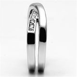 3W287 - Rhodium Brass Ring with AAA Grade CZ  in Clear - Alamode