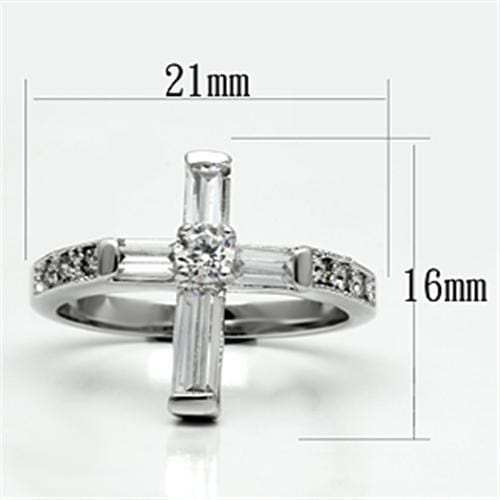 3W288 - Rhodium Brass Ring with AAA Grade CZ in Clear - Alamode - Flyclothing LLC