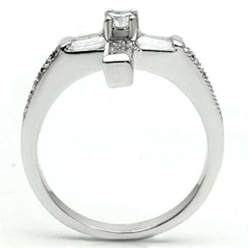 3W288 - Rhodium Brass Ring with AAA Grade CZ in Clear - Alamode - Flyclothing LLC
