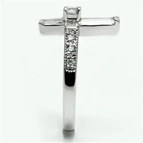 3W288 - Rhodium Brass Ring with AAA Grade CZ in Clear - Alamode - Flyclothing LLC