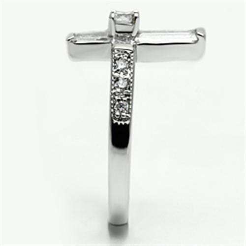 3W288 - Rhodium Brass Ring with AAA Grade CZ in Clear - Alamode - Flyclothing LLC