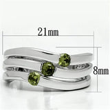 3W289 - Rhodium Brass Ring with AAA Grade CZ in Olivine color - Alamode - Flyclothing LLC