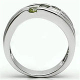 3W289 - Rhodium Brass Ring with AAA Grade CZ in Olivine color - Alamode - Flyclothing LLC