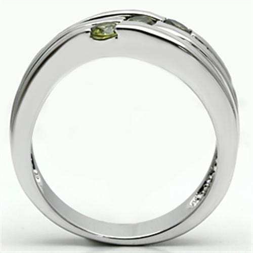 3W289 - Rhodium Brass Ring with AAA Grade CZ in Olivine color - Alamode - Flyclothing LLC
